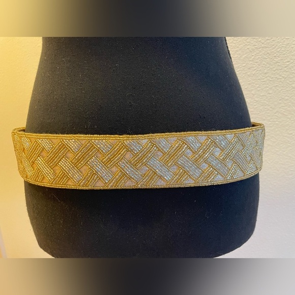 NWT - Vintage Le Regale Gold Cross Pattern Beaded Belt - Size L main image 5